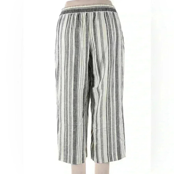 Land 'N Sea Linen Blend Elastic Waist Button Pull-On Cropped Pants striped Sz 1X - Picture 2 of 10